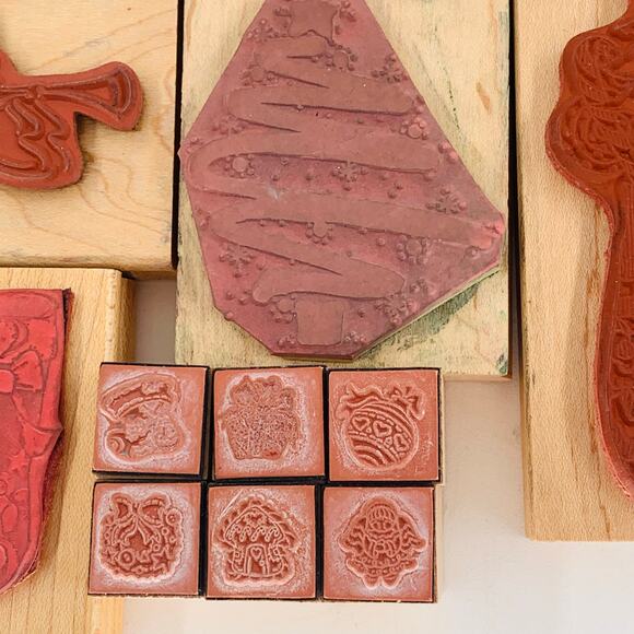 Rubber Stamp Lot Of 20 Christmas Snowman Tree Wisemen Stocking Angel Reindeer - Picture 6 of 16